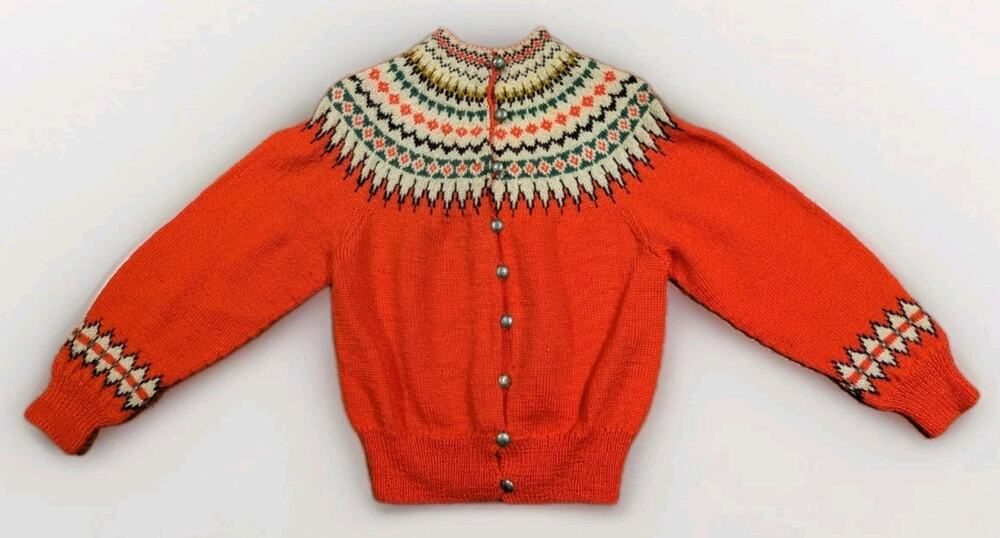 Vintage William Schmidt Co Oslo Hand knit Norway Sweater Cardigan Wool Medium